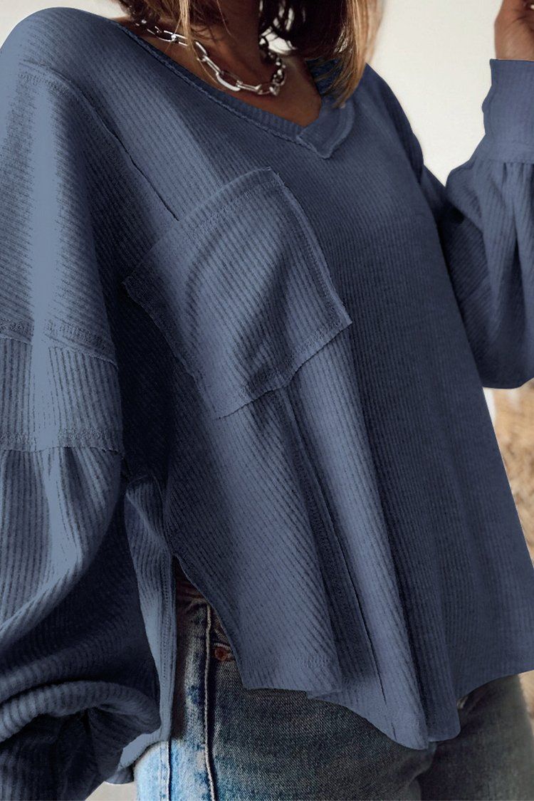 PRETTYGARDEN-Women-Casual-V-Neck-Long-Sleeve-Tunic-Tops-Solid-Loose-Fit-Side-Slit-Ribbed-Knit-Pullover-Blouses-Top-with-Pocket-PRETTYGARDEN-1627611131